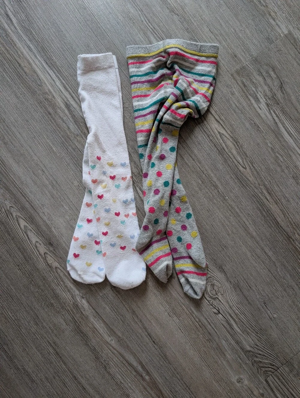 Toddler Polka Dot Grey Tights- Bright Multicolor; 12-24 Mo